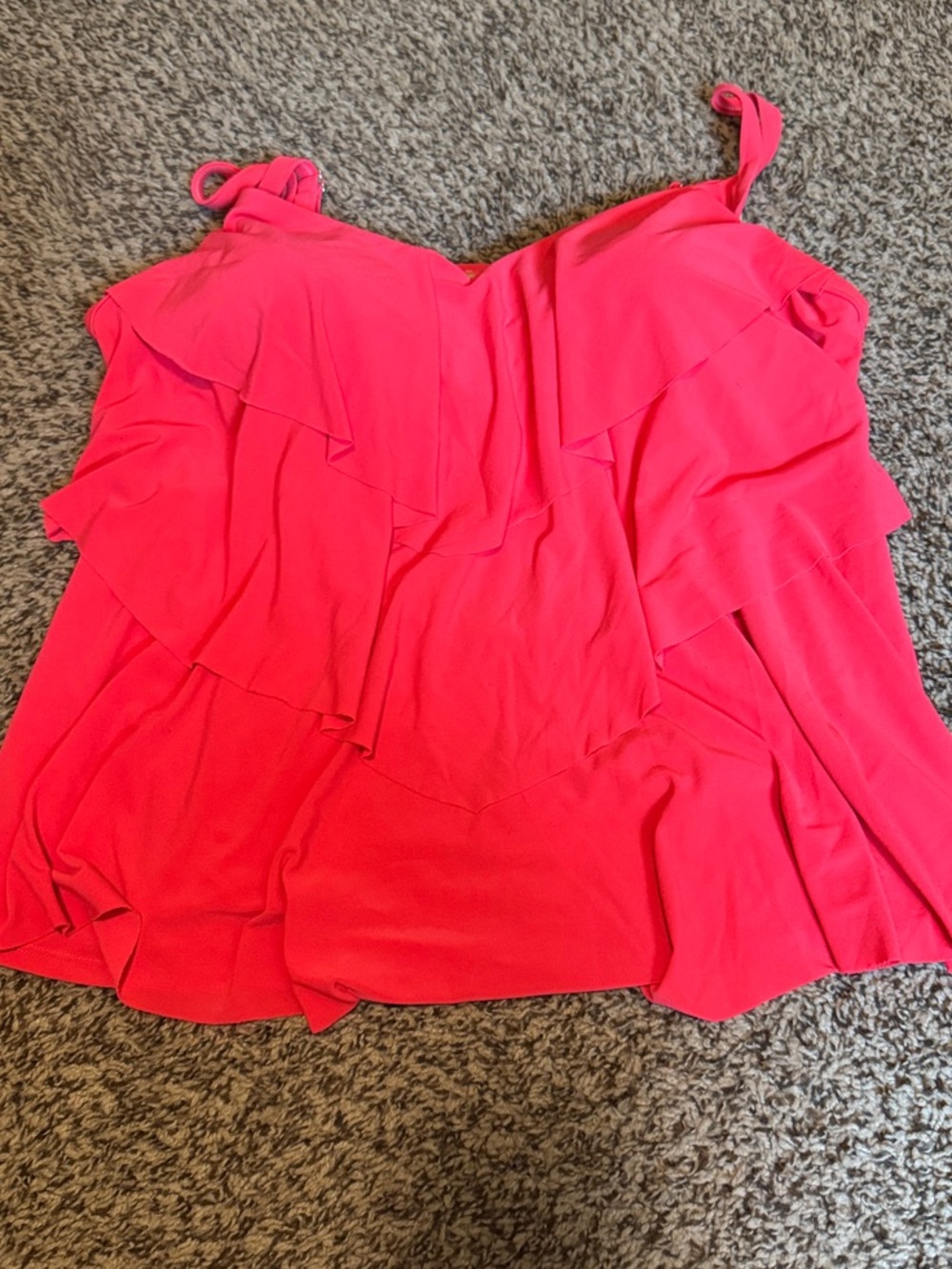 Aqua Green Hot Pink Ruffle Swim Cami